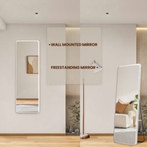 Free Standing Mirror-Full Length Square Mirror 158x47cm - White